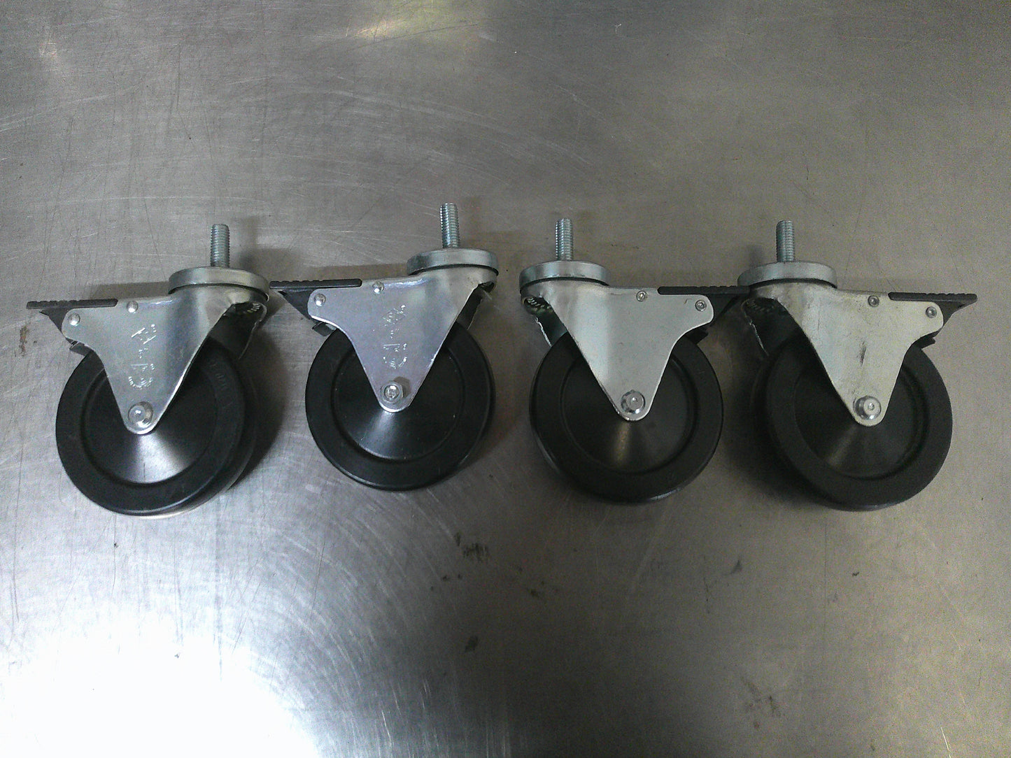 Commercial Grade Casters, 5" Threaded Casters with Pedal Locks, #9591