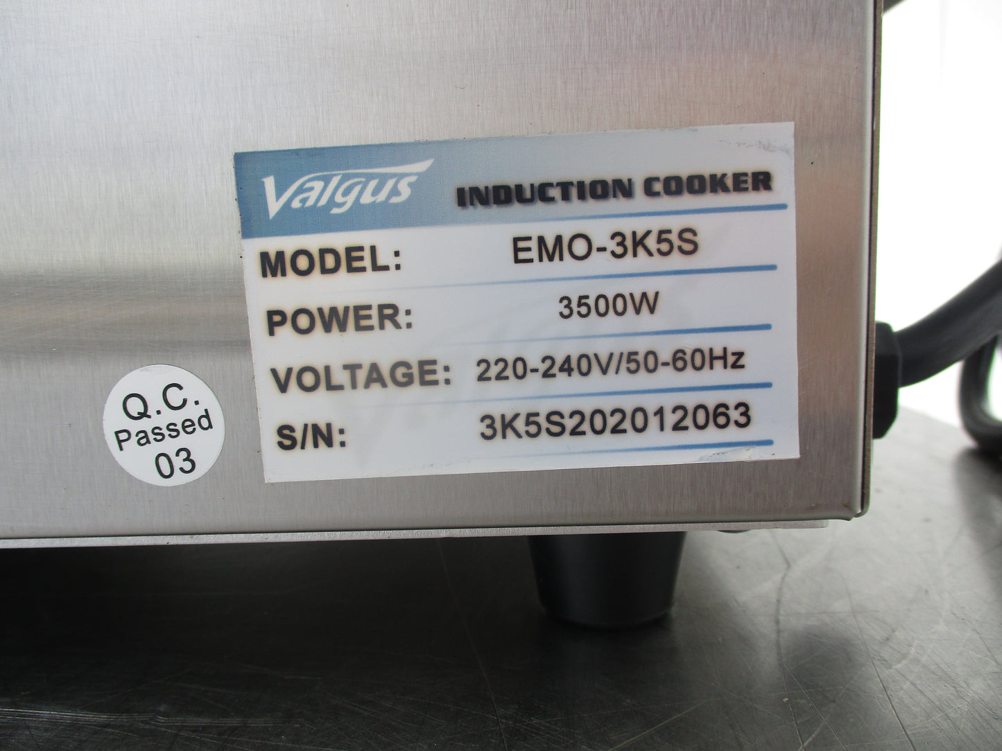 Valgus EMO-3K5S, Portable Electric Induction Cooktop Burner, TESTED, #8638