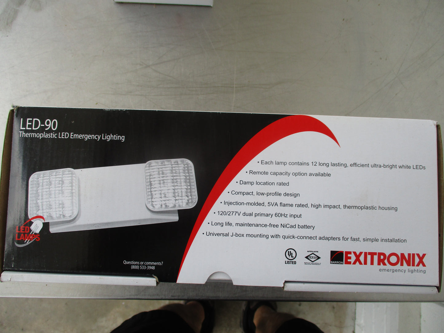 Exitronix LED-90, Emergency Light Fixture, LED, 2w, 120v, New-Old Stock, #8862