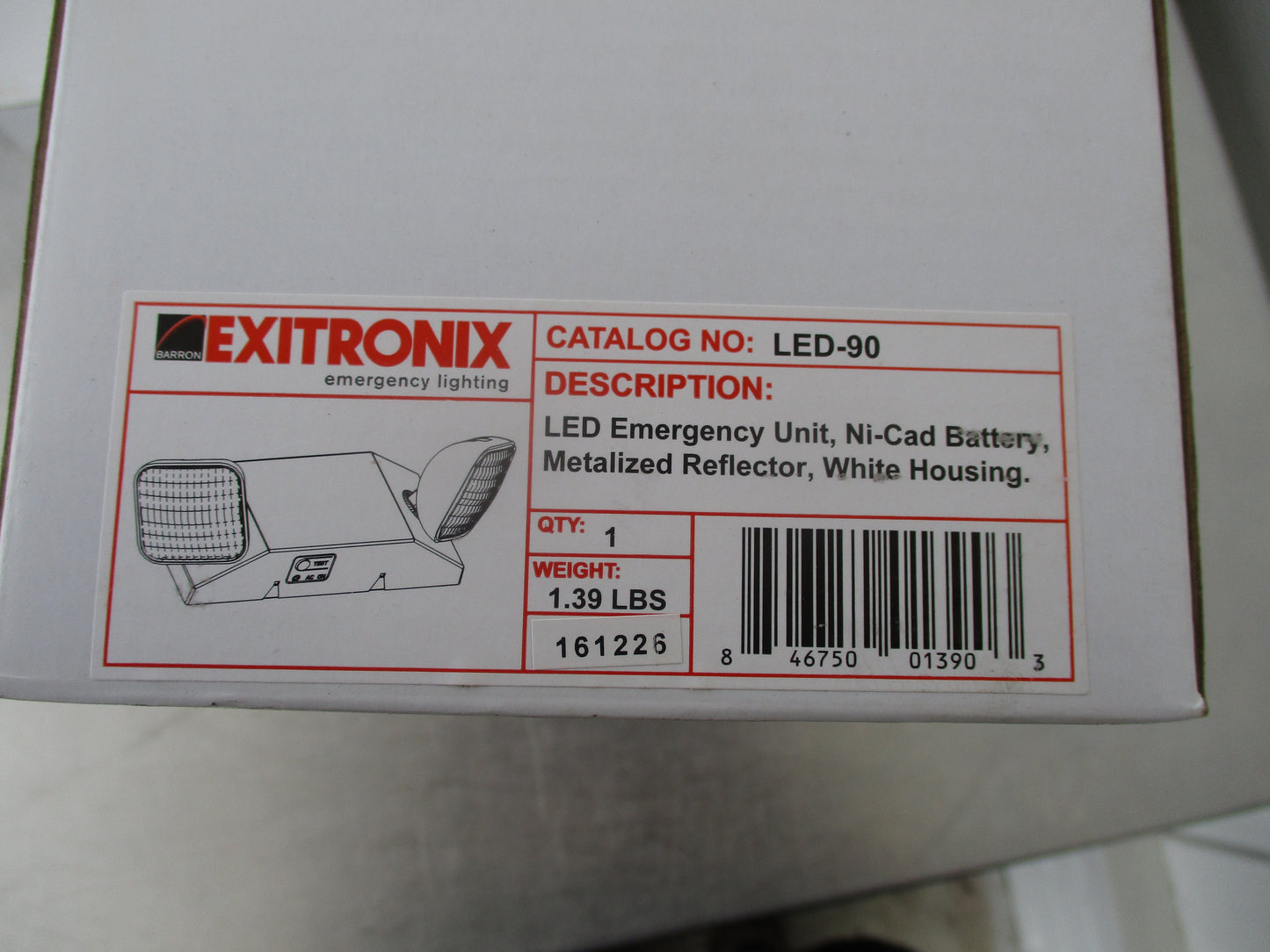 Exitronix LED-90, Emergency Light Fixture, LED, 2w, 120v, New-Old Stock, #8862