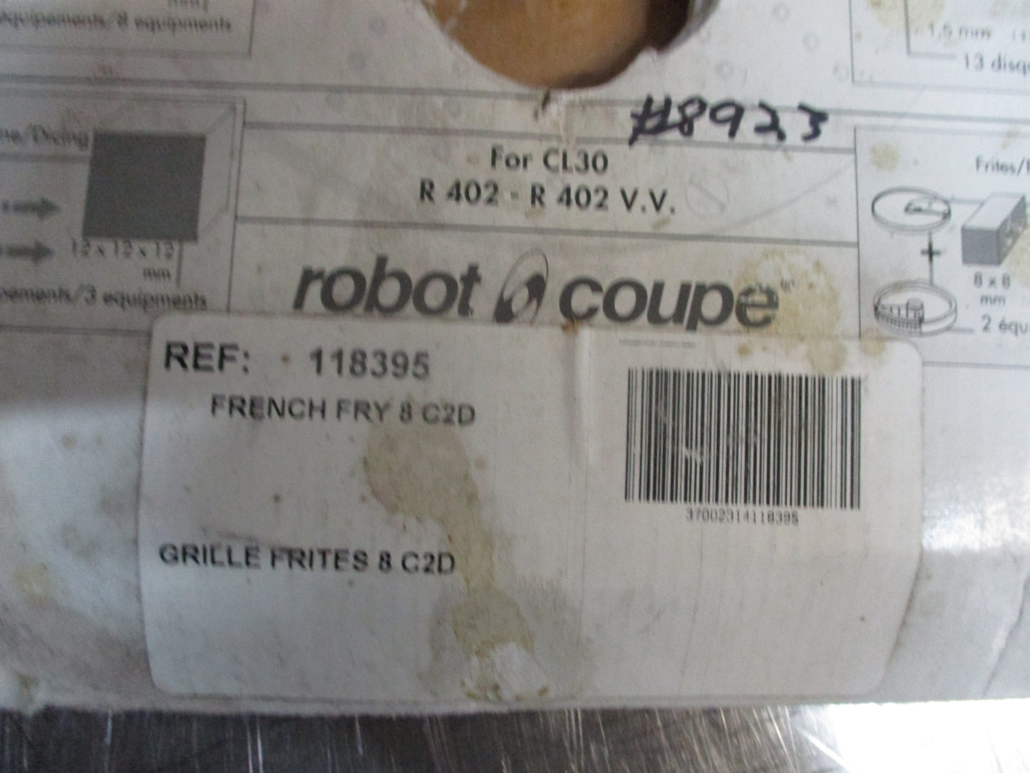 Robot Coupe 28134W, French Fry Dicing Disk, 8mm x 8mm, New-Old Stock, #8923