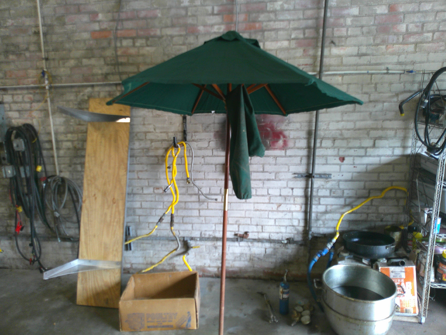 Patio Canopy, Manual Lift, Forest Green Canopy, 7ft x 3ft, Wood Frame!