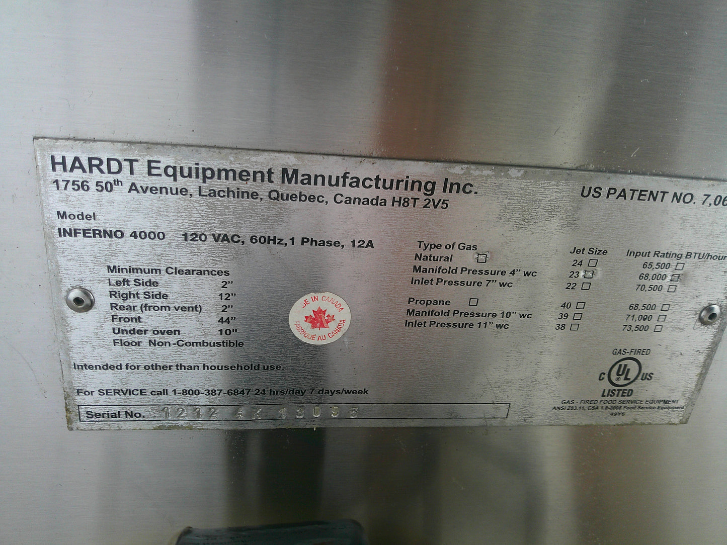 Hardt Inferno GC-4000, Commercial Natural Gas Rotisserie Oven, TESTED, #8263